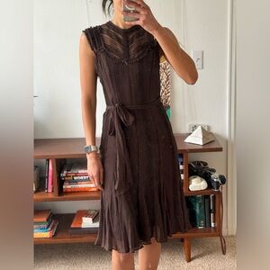 BCBG MAXAZRIA brown silk dress with lining